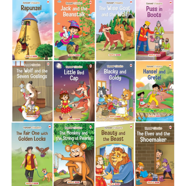 9789389225341, Forever Classics (Set of 12 Fairy Tales with Colourful Pictures) - Story Books for Kids - Rapunzel, The Wise Goat and the Wolf, Jack and the ... Hansel and Gretel, Beauty and the Beast, Maple Press (Author), Maple Press, Paperback, English, Worldwide